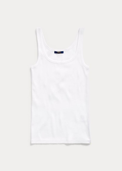 Camiseta de Tirantes Polo Ralph Lauren Mujer Blancos - Ribbed Cotton - NWUBJ8472